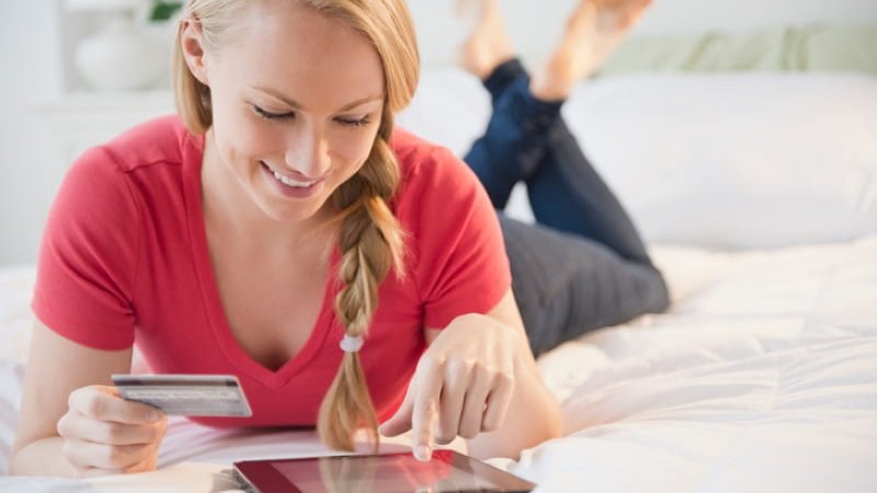 Girl shopping with her digital tablet