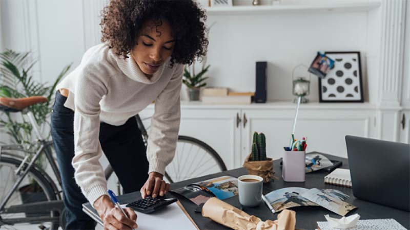 Woman working from home