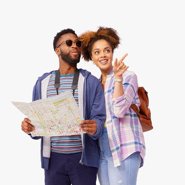 couple with map mobile