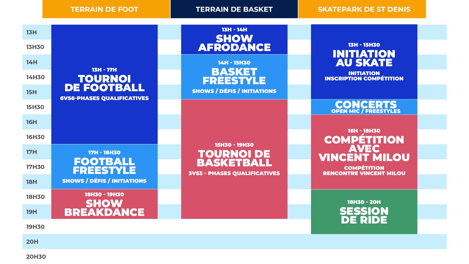 Football, basketball and dancing activity calendar